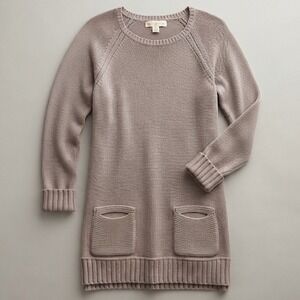 Territory Ahead Sweater Tunic xl Pockets Cotton shaker Knit Taupe minimalist